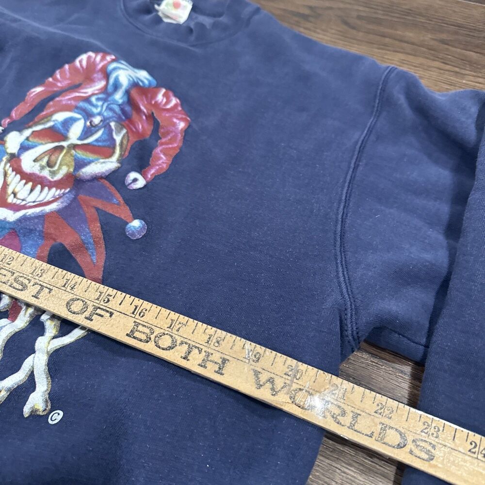 Vintage 90s Graffix Bong Jester Clown Skull Crew Sweatshirt USA Made Rare Sz L - Picture 5 of 8